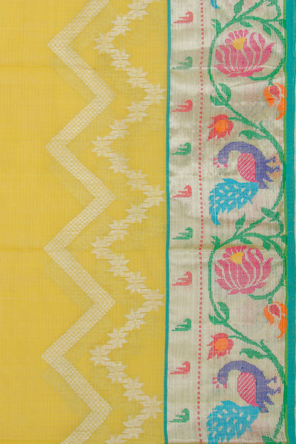 Kota Silk Lines Yellow Saree
