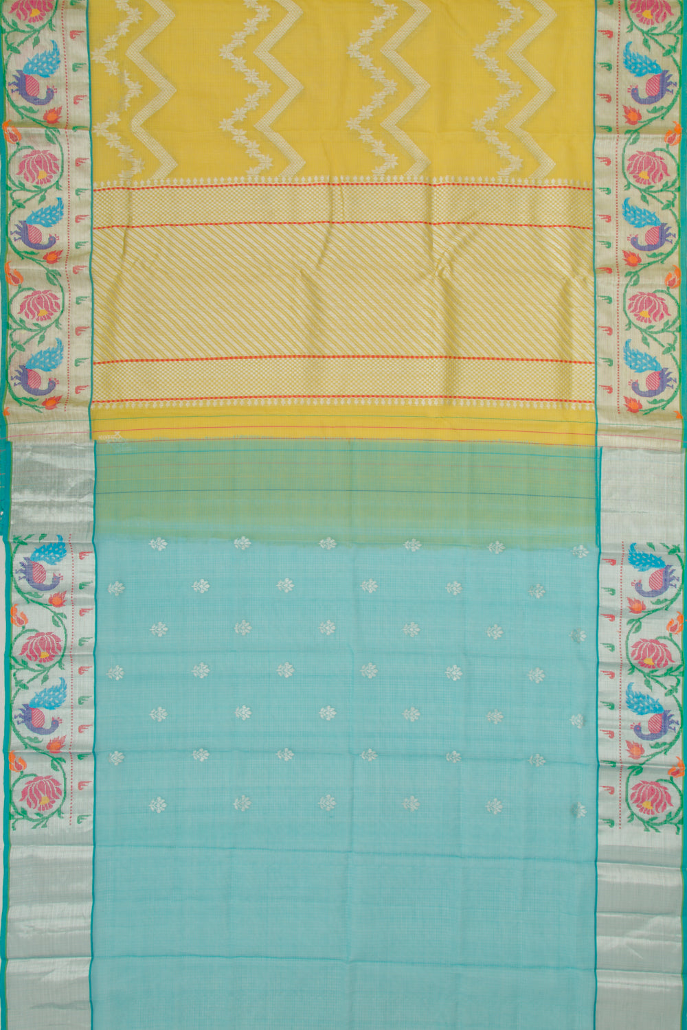 Kota Silk Lines Yellow Saree