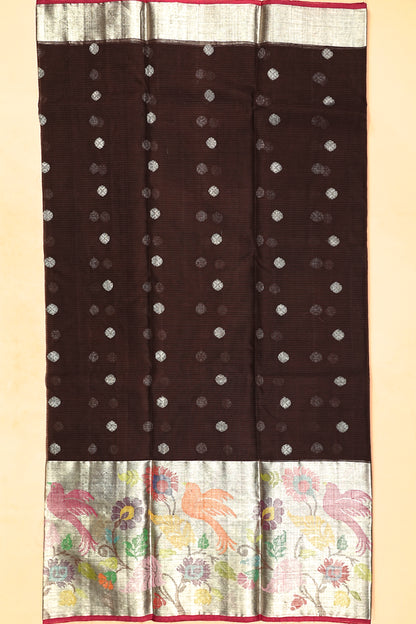 Kota Silk Butta Brown Saree
