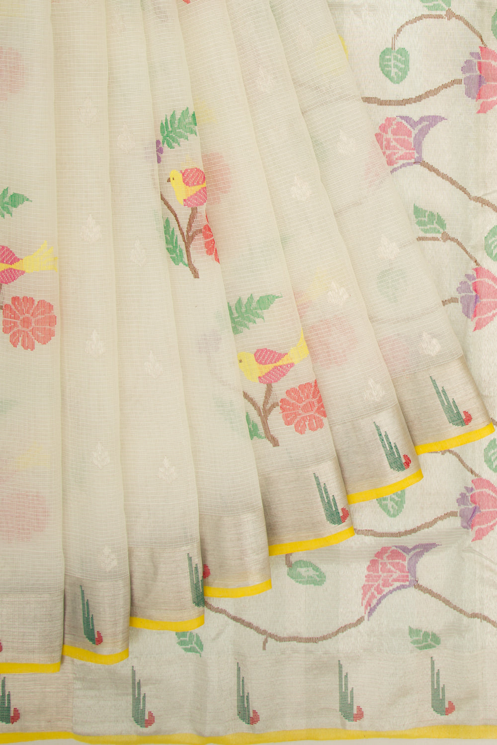 Kota Silk Butta White Saree