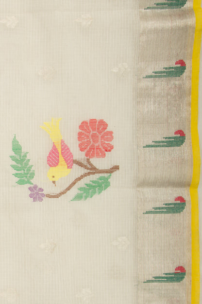 Kota Silk Butta White Saree