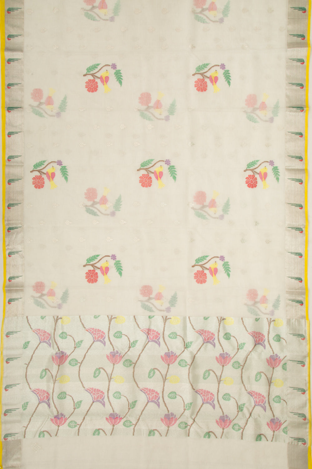 Kota Silk Butta White Saree