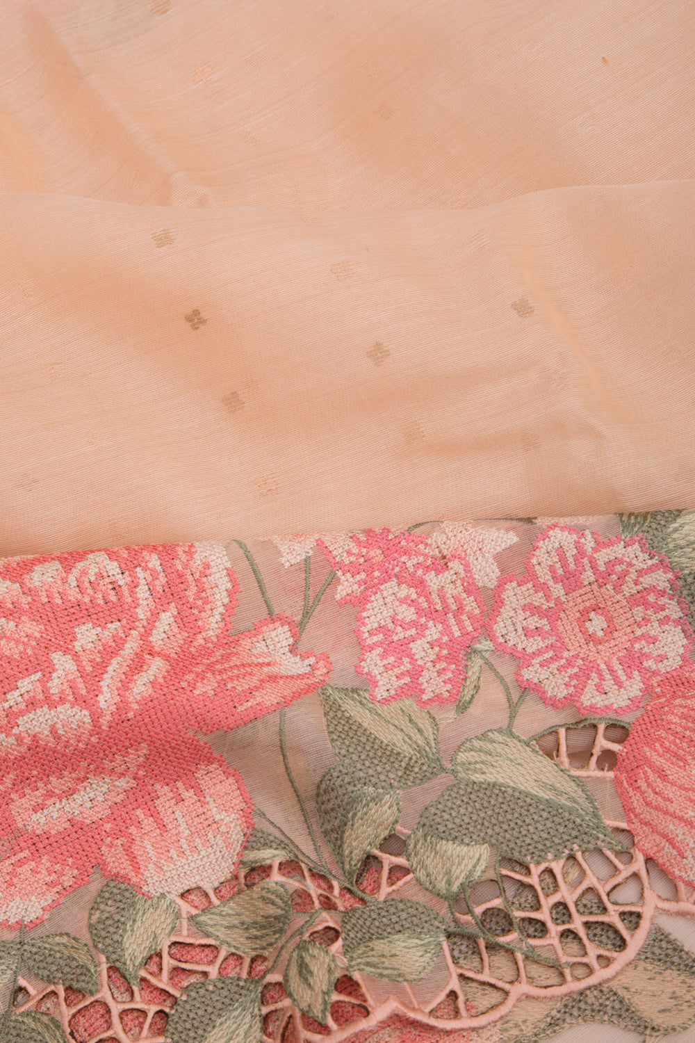 Organza Butta Pastel Orange Saree With Cut Work