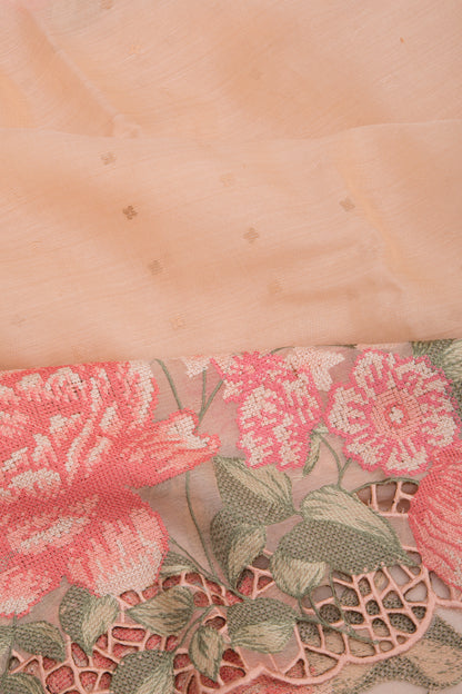 Organza Butta Pastel Orange Saree With Cut Work