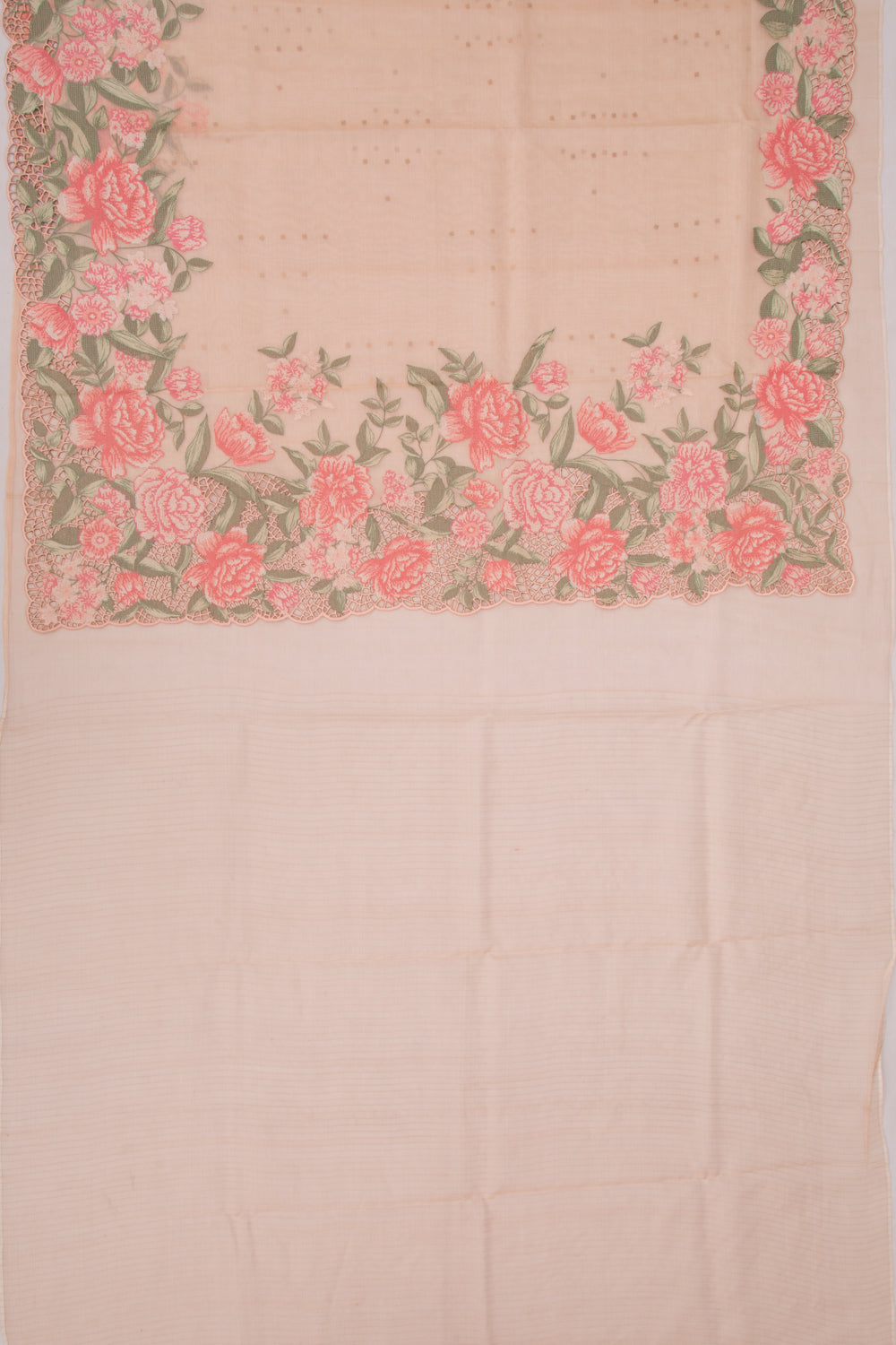 Organza Butta Pastel Orange Saree With Cut Work