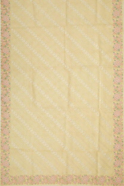 Organza Floral Embroidery Pastel Yellow Saree With Sequin Work