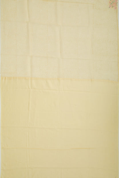 Organza Floral Embroidery Pastel Yellow Saree With Sequin Work