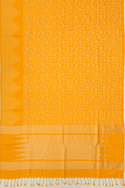 Tussar Floral Embroidery Mustard Yellow Saree