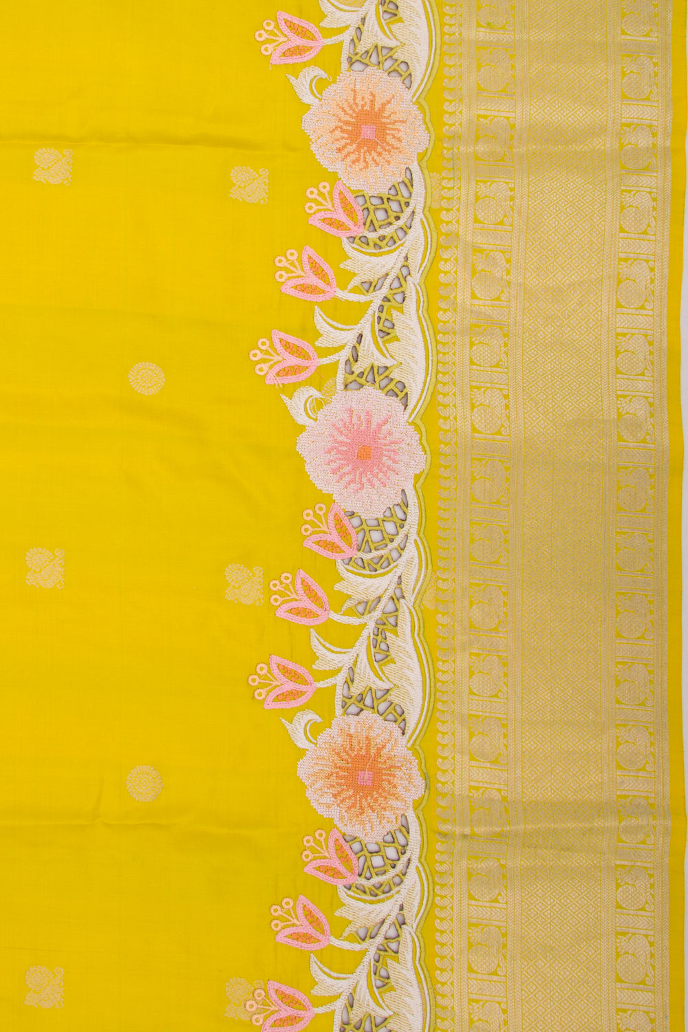 Kanchipuram Silk Butta Mehendi Green Saree With Cut Work