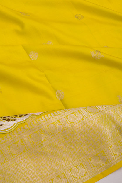Kanchipuram Silk Butta Mehendi Green Saree With Cut Work