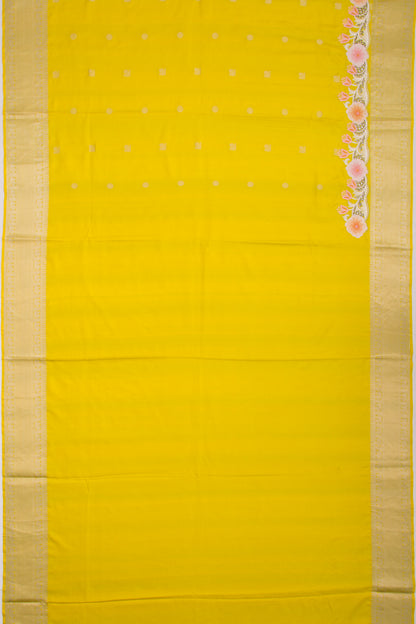Kanchipuram Silk Butta Mehendi Green Saree With Cut Work