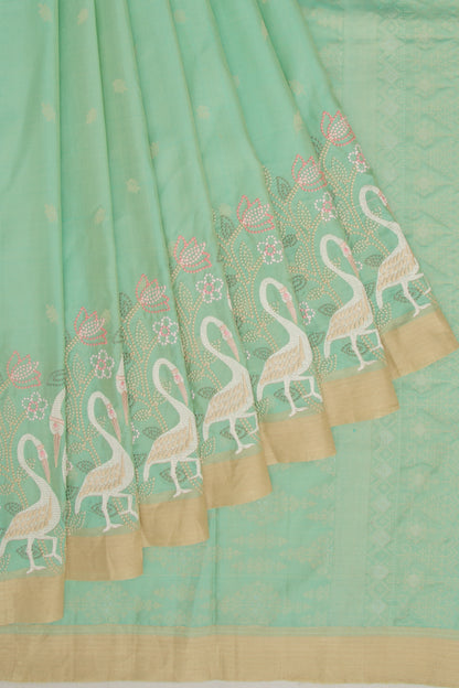 Soft Silk Butta Green Saree