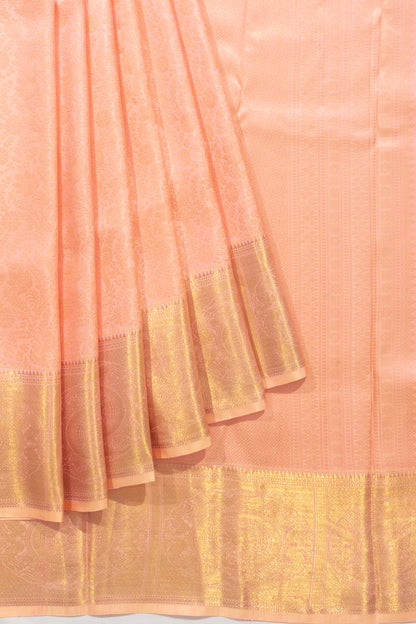 Kanchipuram Silk Brocade Peach Saree