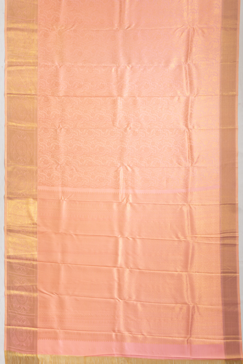 Kanchipuram Silk Brocade Peach Saree