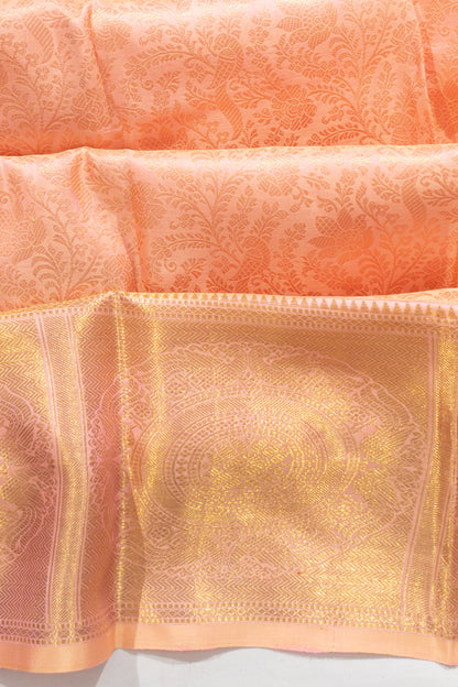 Kanchipuram Silk Brocade Peach Saree