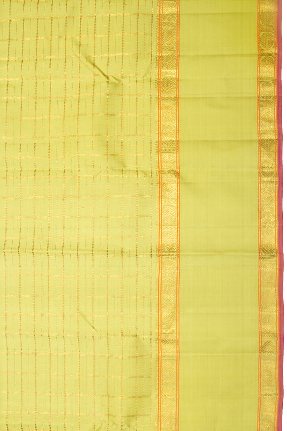 Kanchipuram Silk Checks Green Saree
