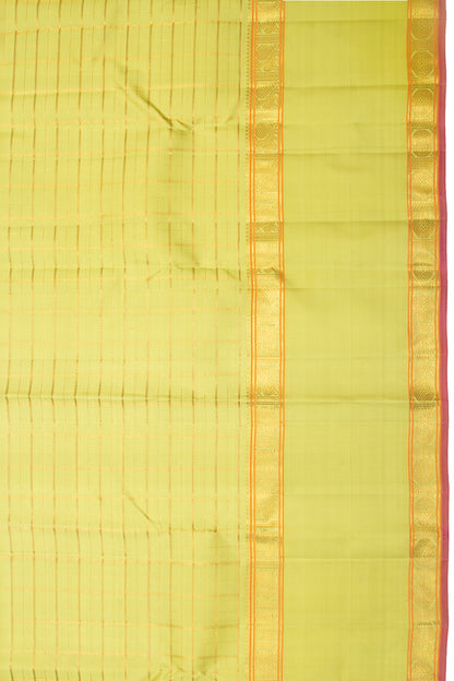 Kanchipuram Silk Checks Green Saree