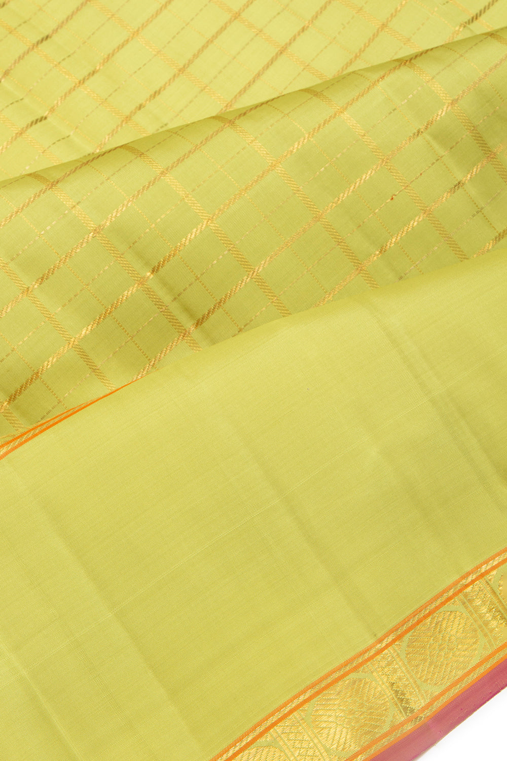 Kanchipuram Silk Checks Green Saree