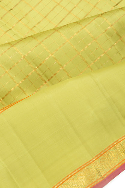 Kanchipuram Silk Checks Green Saree