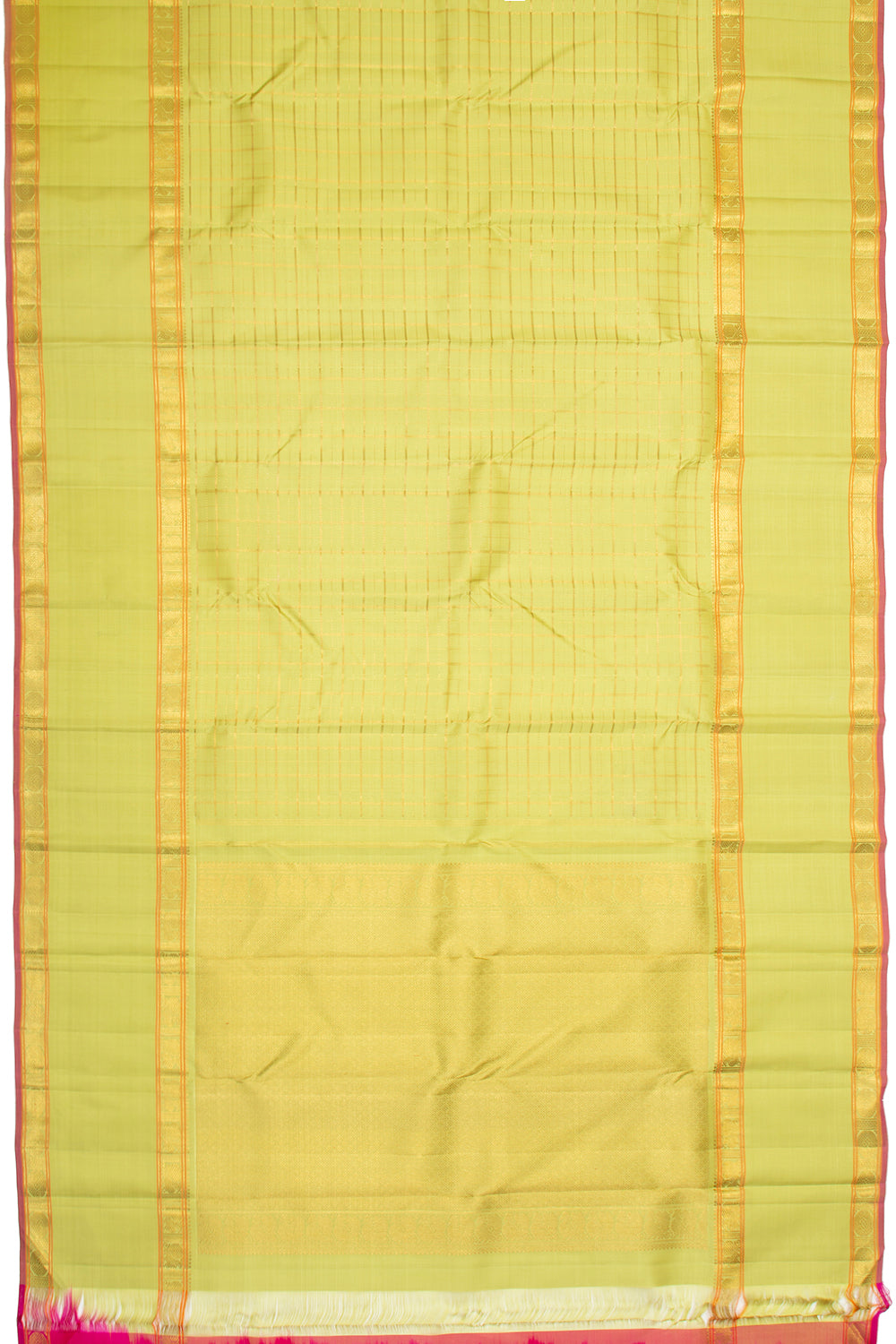 Kanchipuram Silk Checks Green Saree