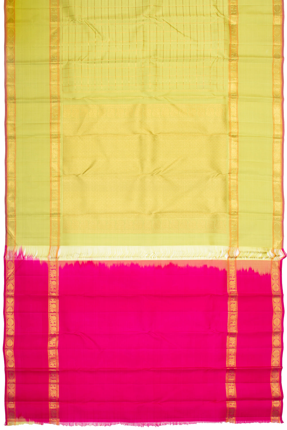 Kanchipuram Silk Checks Green Saree
