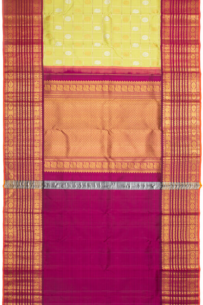 Kanchipuram Silk Checks And Butta Green Saree