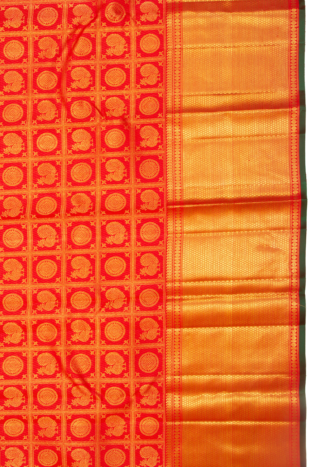 Kanchipuram Silk Checks And Butta Red Saree
