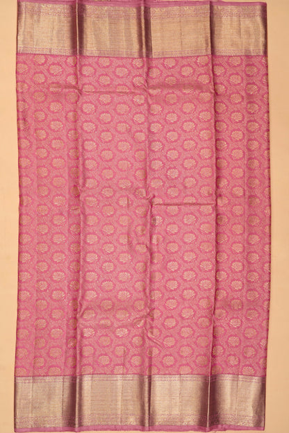 Kanchipuram Silk Silver Brocade Pink Saree