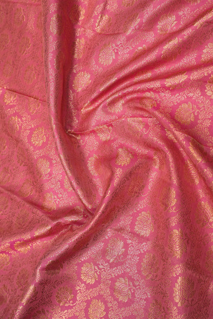 Kanchipuram Silk Silver Brocade Pink Saree