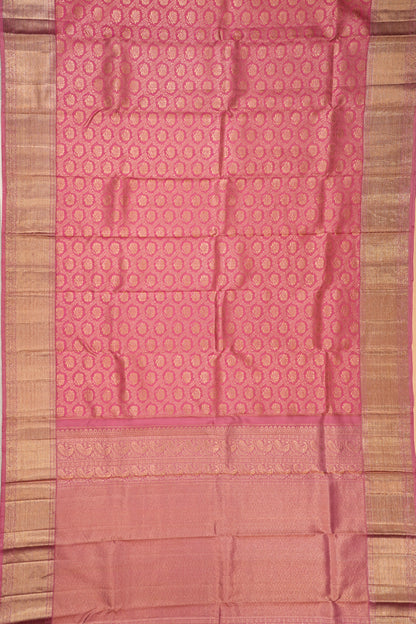 Kanchipuram Silk Silver Brocade Pink Saree