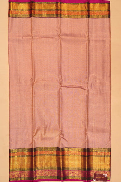 Kanchipuram Silk Zig Zag Brocade Peach Saree
