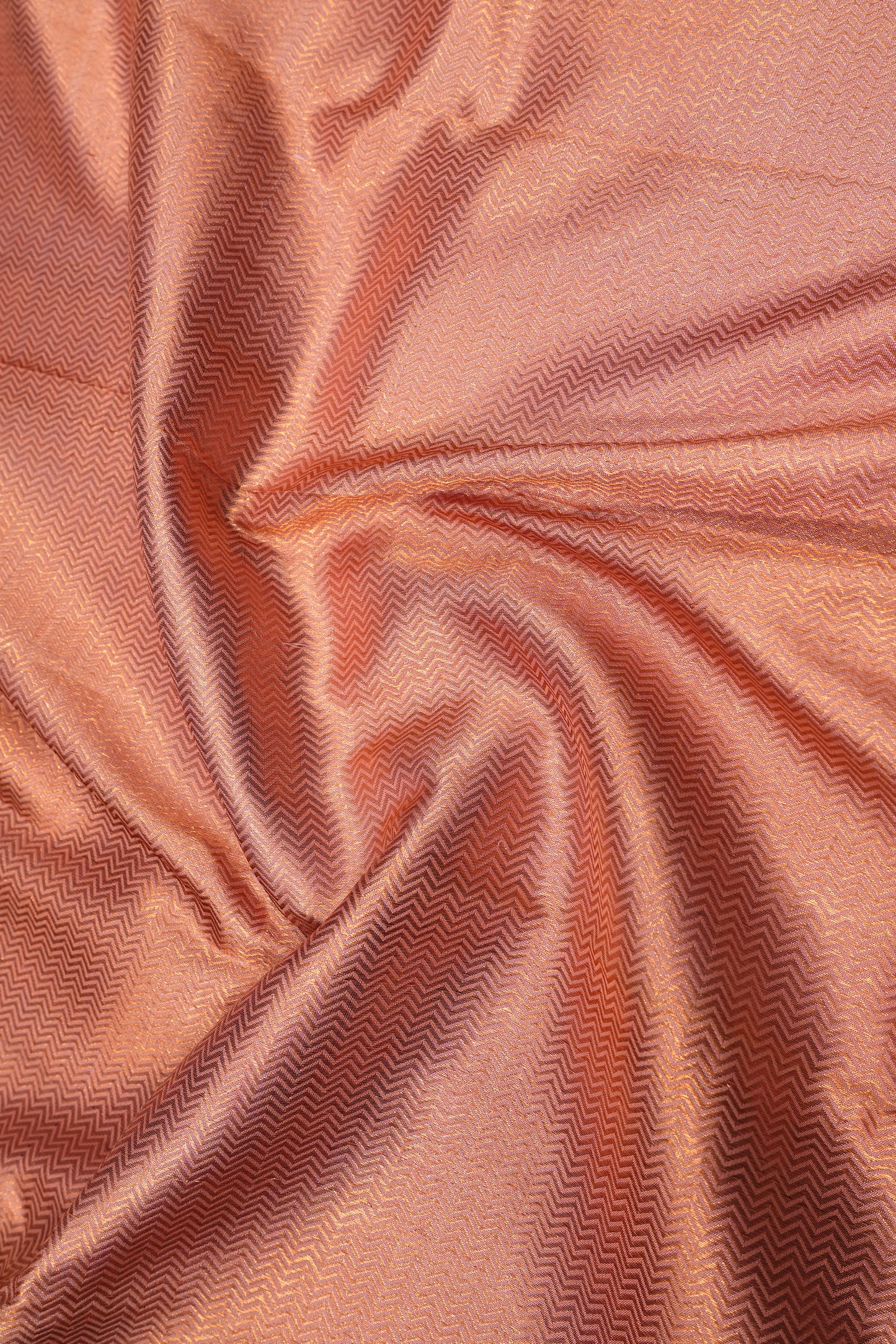 Kanchipuram Silk Zig Zag Brocade Peach Saree