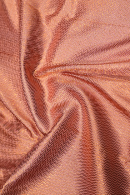 Kanchipuram Silk Zig Zag Brocade Peach Saree