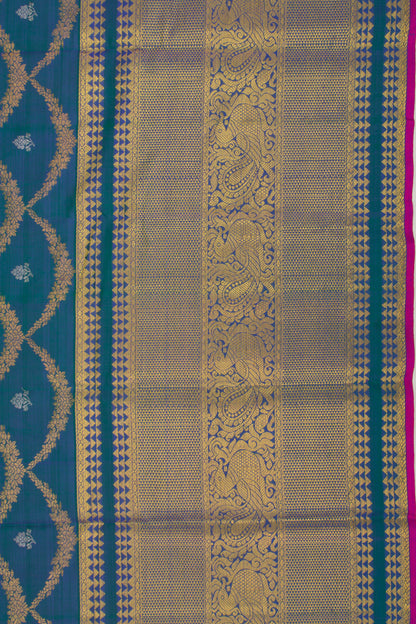 Kanchipuram Silk Brocade Dual Tone Green And Blue Saree