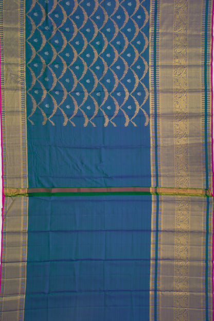 Kanchipuram Silk Brocade Dual Tone Green And Blue Saree