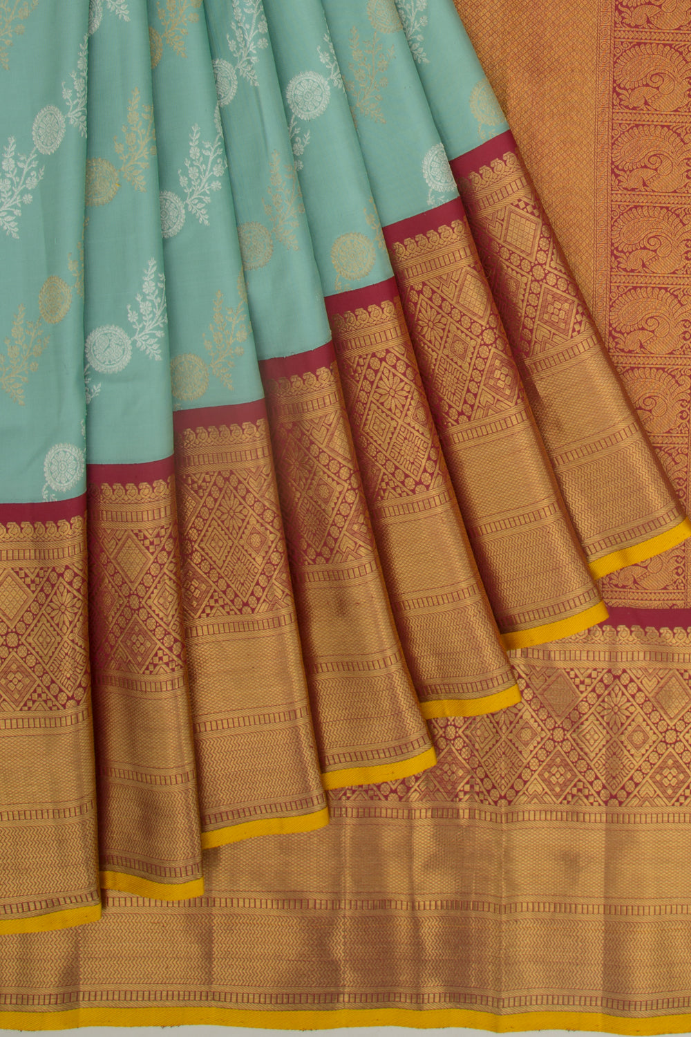 Kanchipuram Silk Jaal Blue Saree