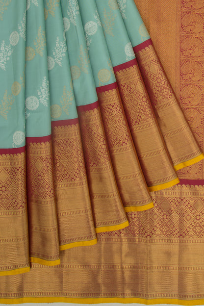 Kanchipuram Silk Jaal Blue Saree