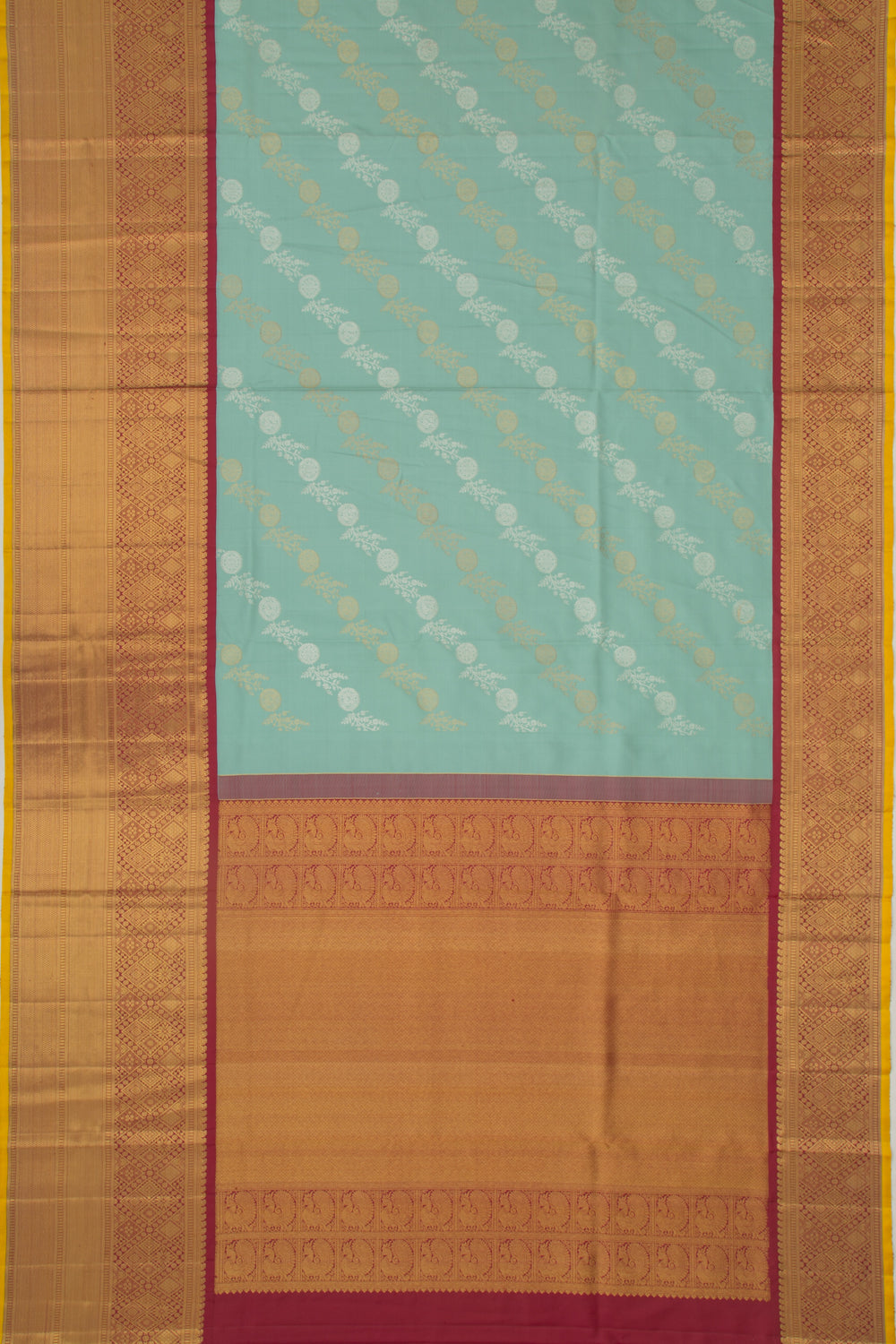 Kanchipuram Silk Jaal Blue Saree