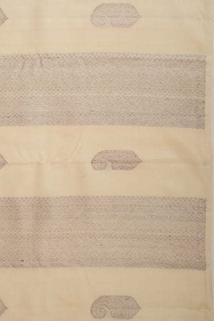Kanchipuram Silk Antique Zari Brocade Cream Saree