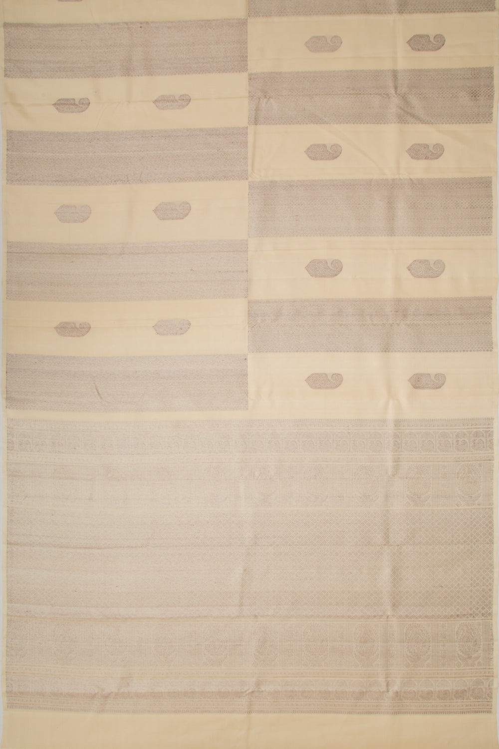 Kanchipuram Silk Brocade Cream Saree