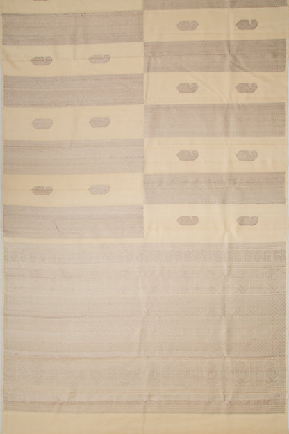 Kanchipuram Silk Brocade Cream Saree