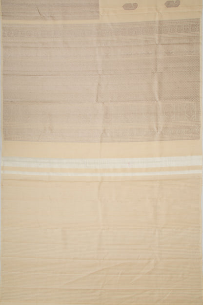 Kanchipuram Silk Antique Zari Brocade Cream Saree
