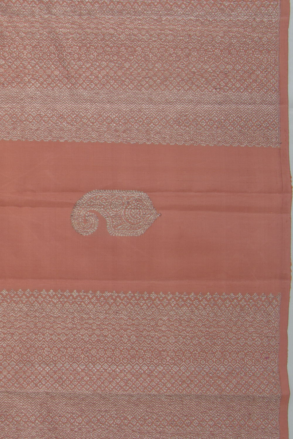 Kanchipuram Silk Antique Zari Brocade Pastel Brown Saree