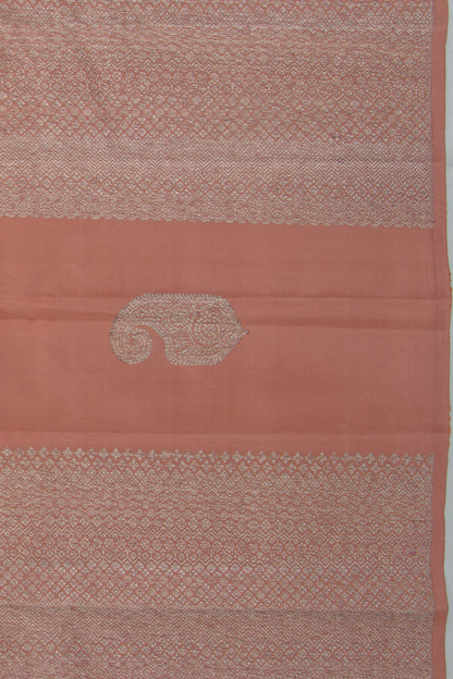 Kanchipuram Silk Antique Zari Brocade Pastel Brown Saree