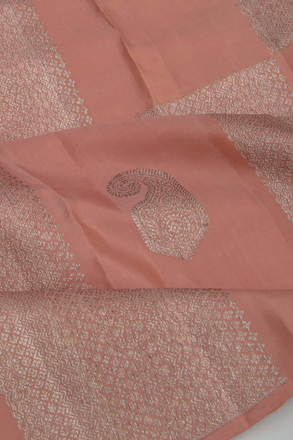 Kanchipuram Silk Antique Zari Brocade Pastel Brown Saree