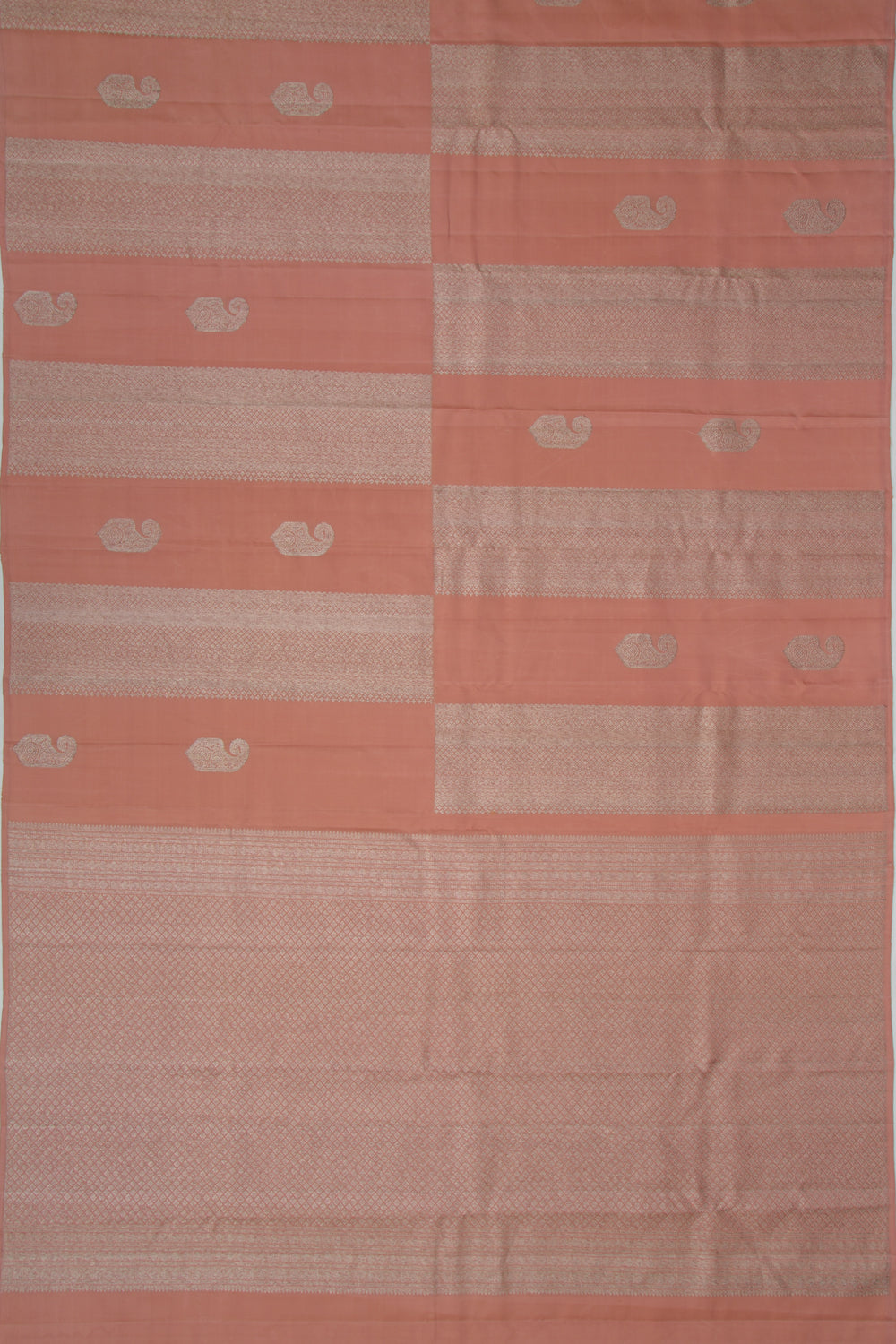 Kanchipuram Silk Brocade Pastel Brown Saree