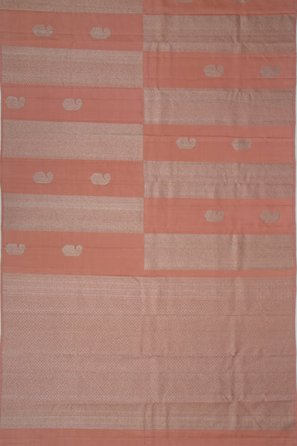 Kanchipuram Silk Brocade Pastel Brown Saree