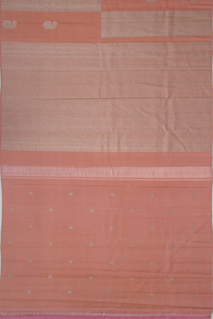 Kanchipuram Silk Antique Zari Brocade Pastel Brown Saree