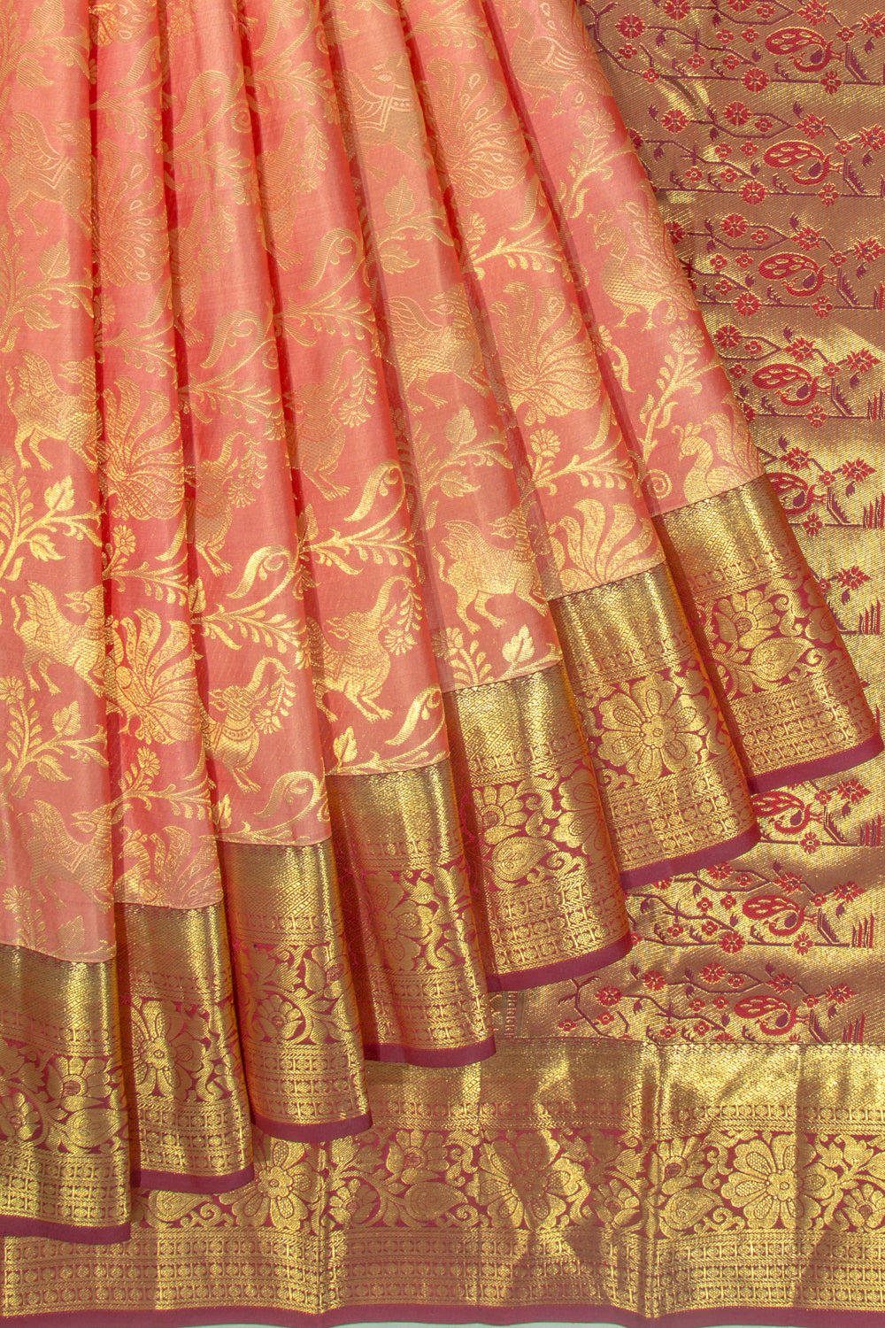Taranga Kanchi Silk Jaal Pink Saree