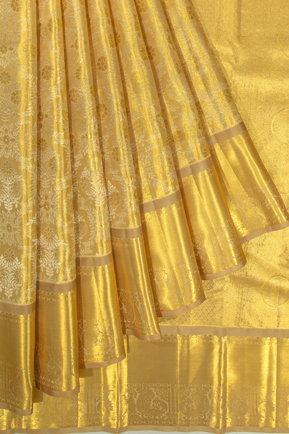 Taranga Kanchi Silk Tissue Brocade Gold Saree
